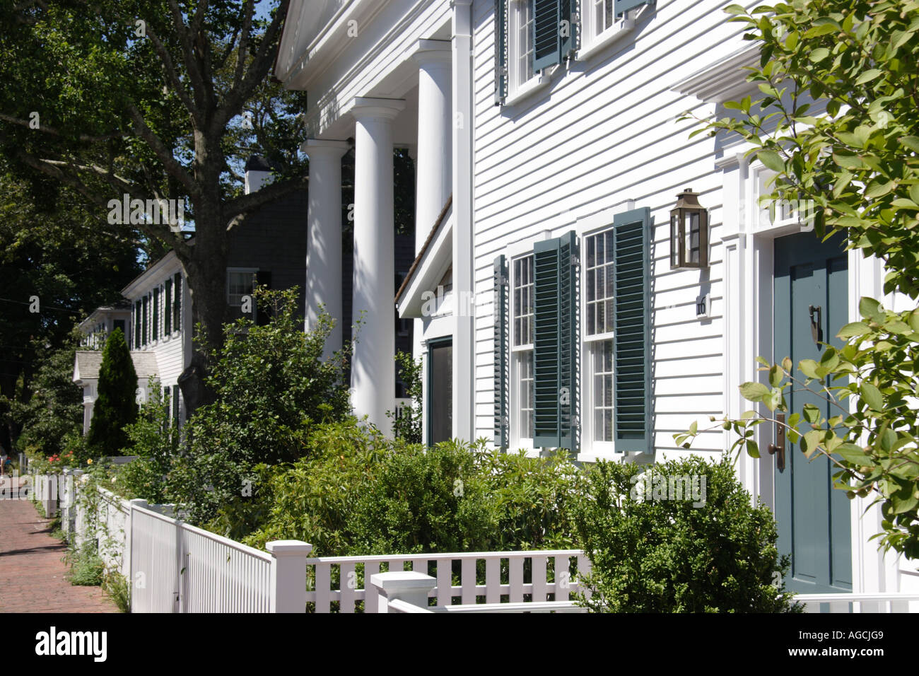 Cape Cod homes in Edgartown Marthas Vineyard Stock Photo Alamy
