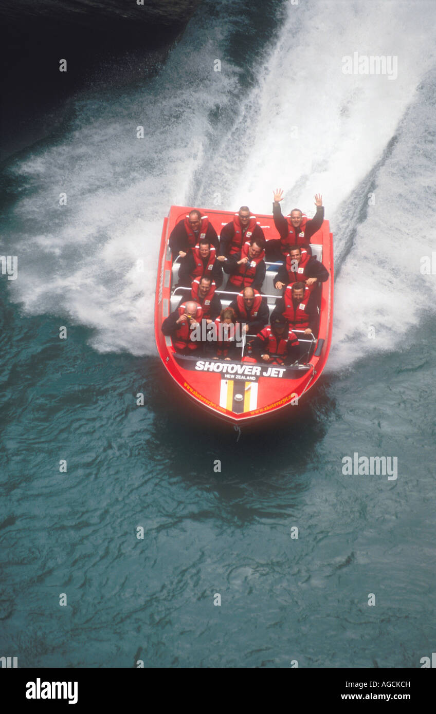Shotover jet boat Queenstown Otago South Island New Zealand Stock Photo