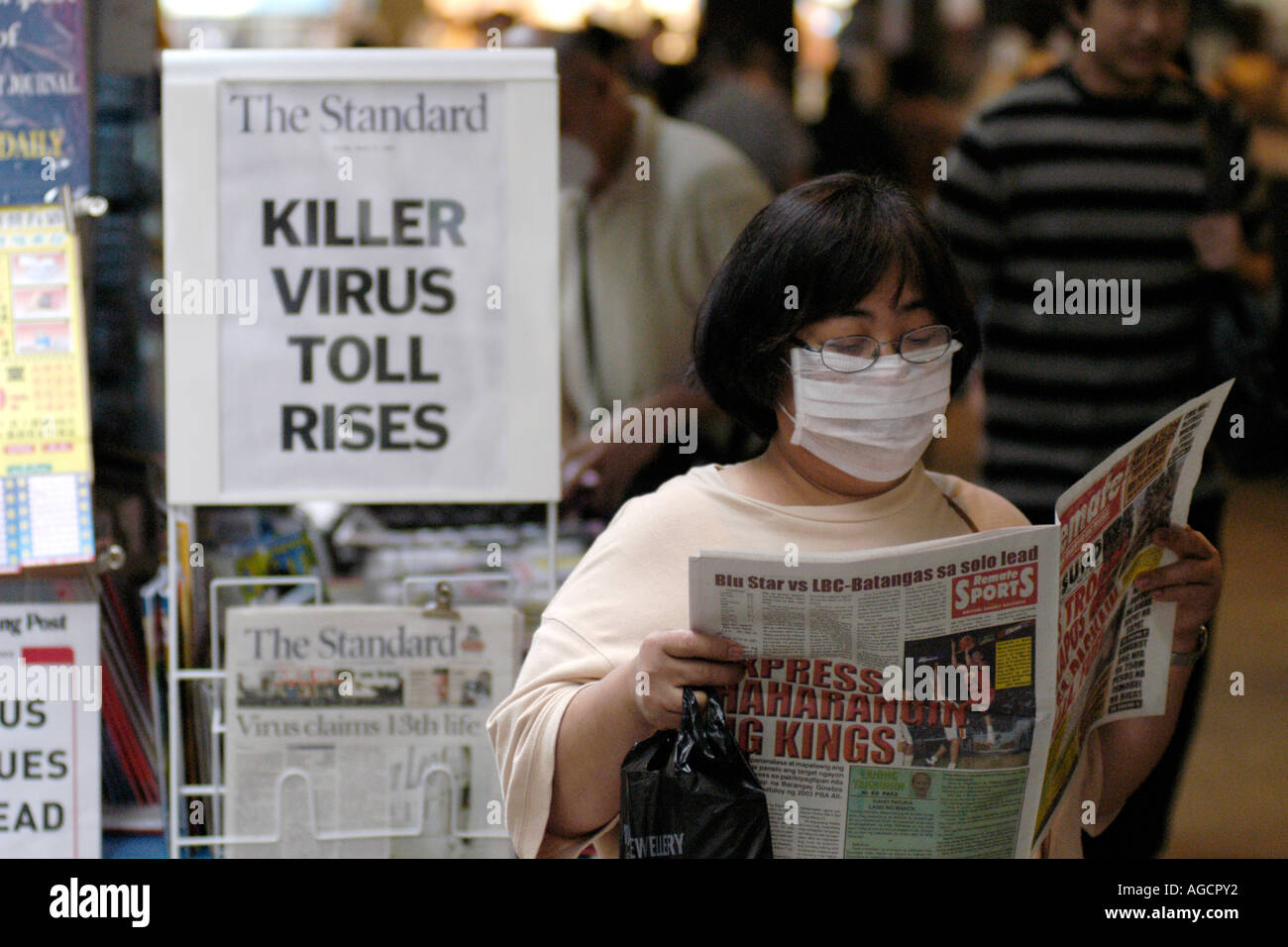 Face masks, SARS and corona outbreak, Hong Kong, China Stock Photo