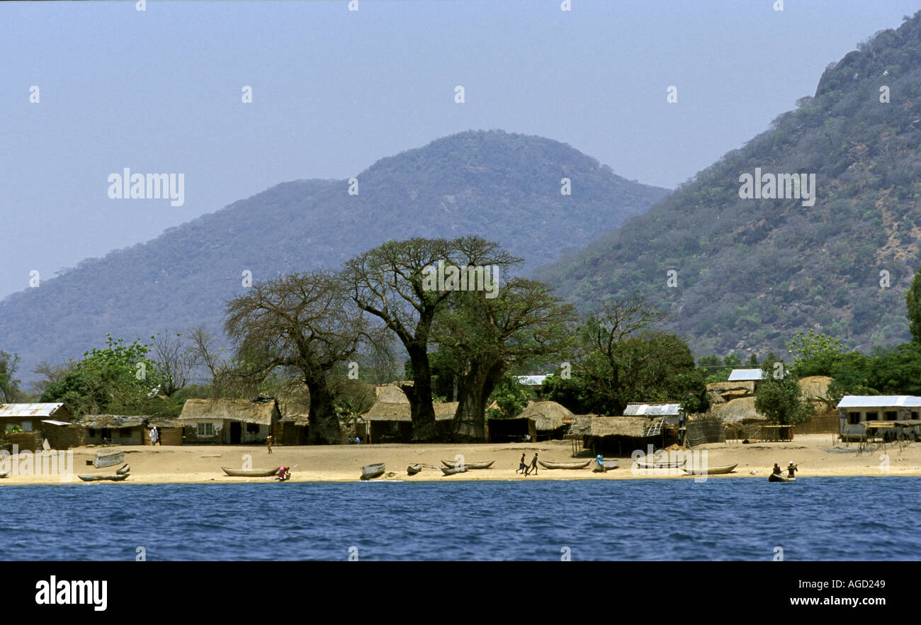 Malawi Africa Monkey Bay village view from lake Malawi Stock Photo Alamy