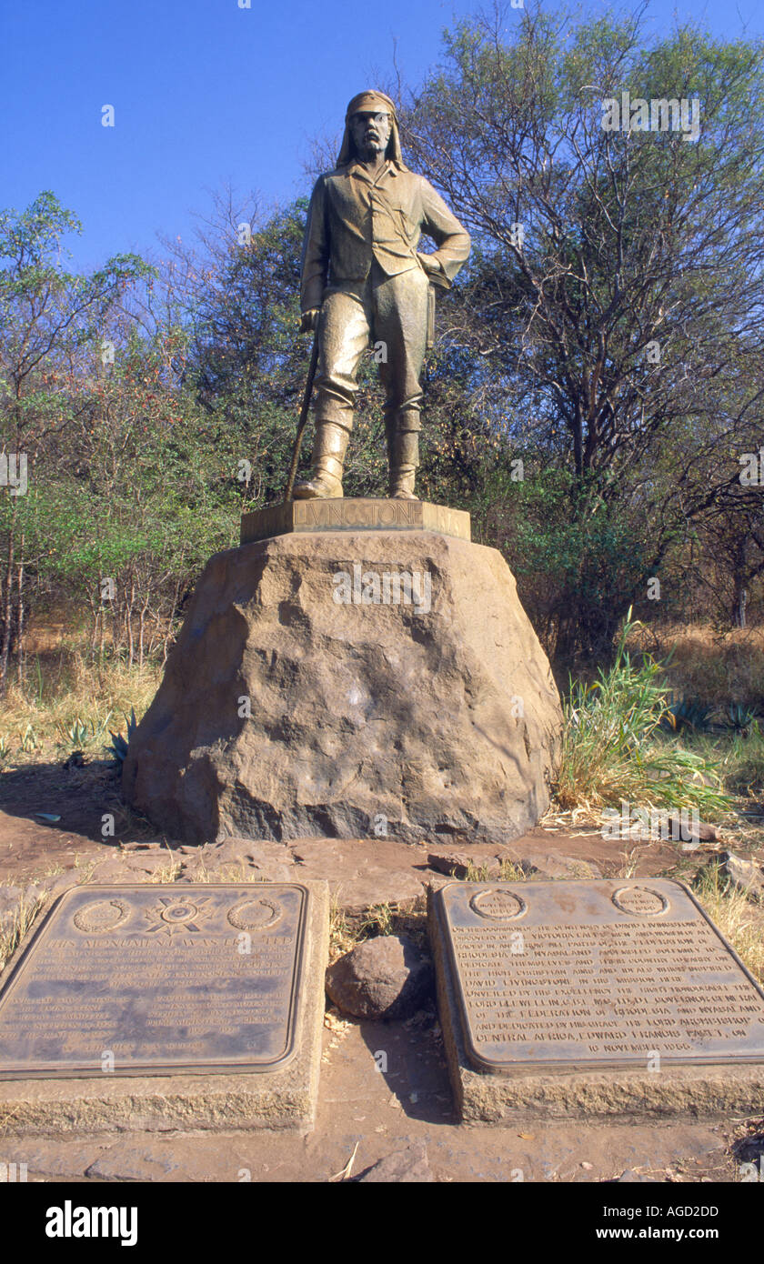 Livingstone statue Victoria Falls Zimbabwe Stock Photo Alamy