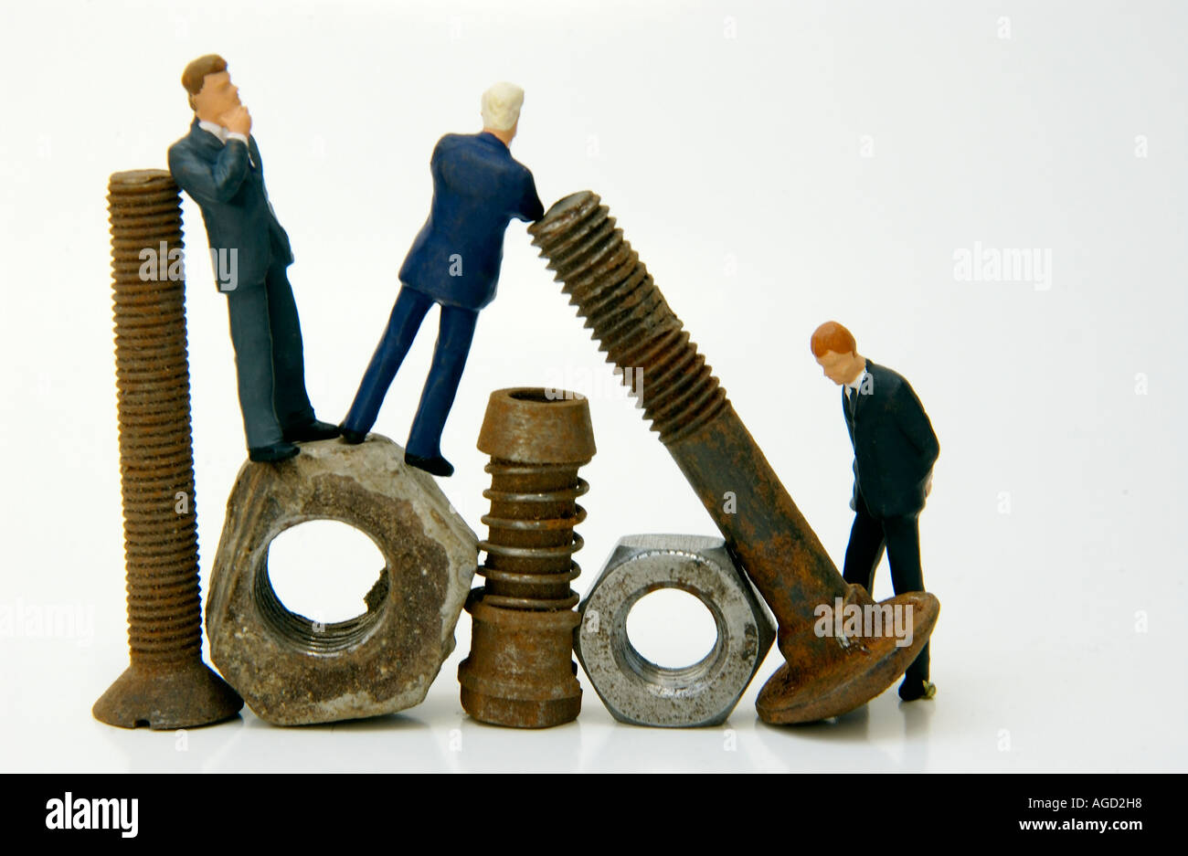 Economy / manufacturing / industry / industrial / innovation concept - business figures thinking Stock Photo