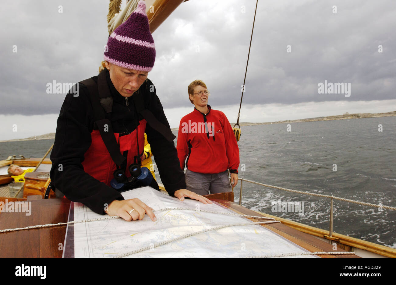 Sailing with s y Gratia along Swedens West Coast Stock Photo