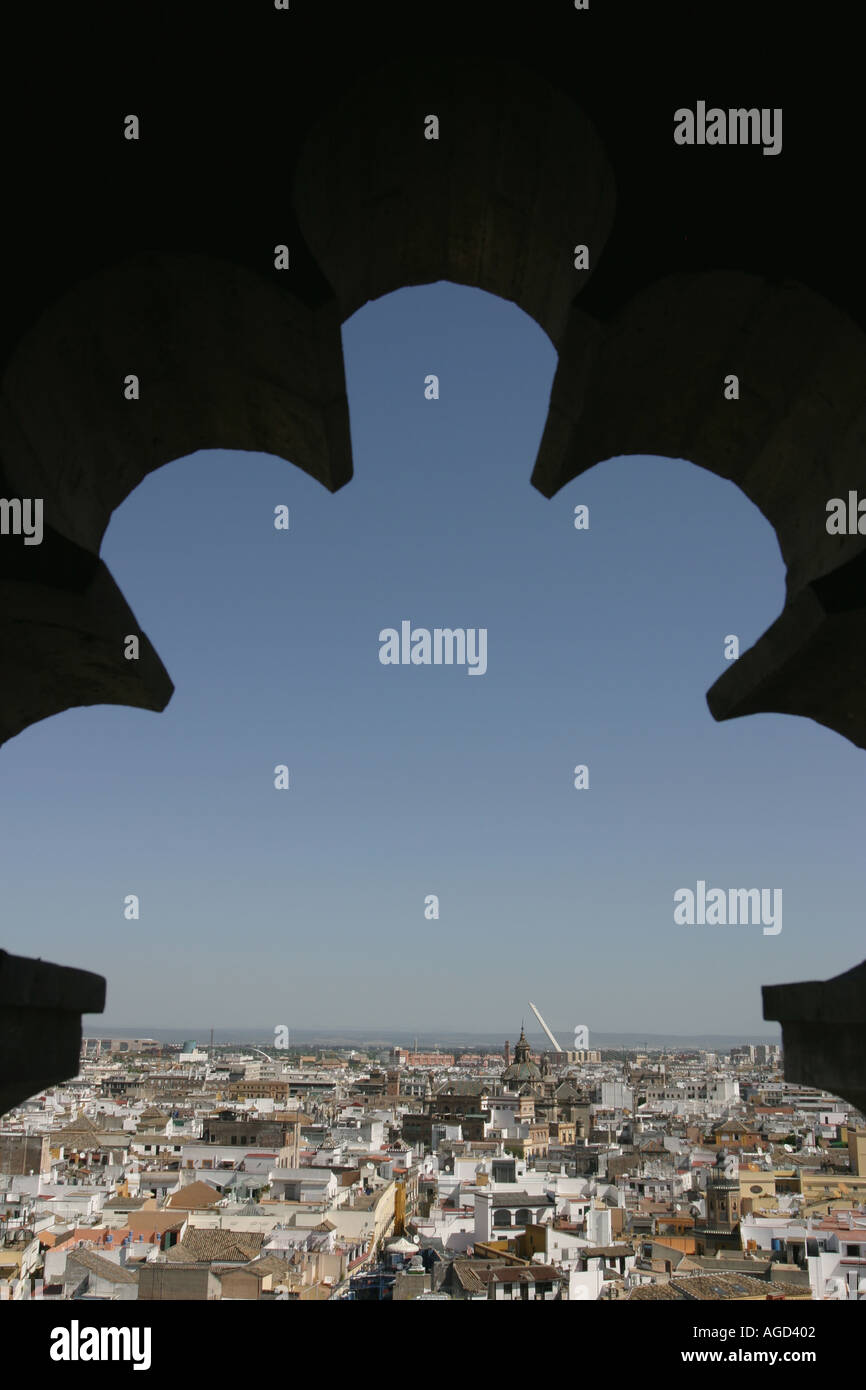Seville, Spain.  View from Giralda tower over the city. Stock Photo