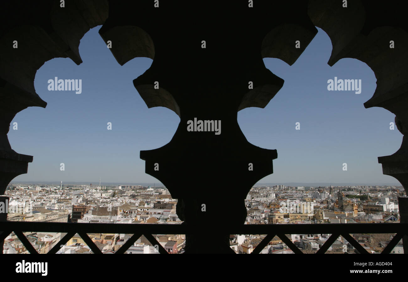 Seville, Spain.  View from Giralda tower over the city. Stock Photo