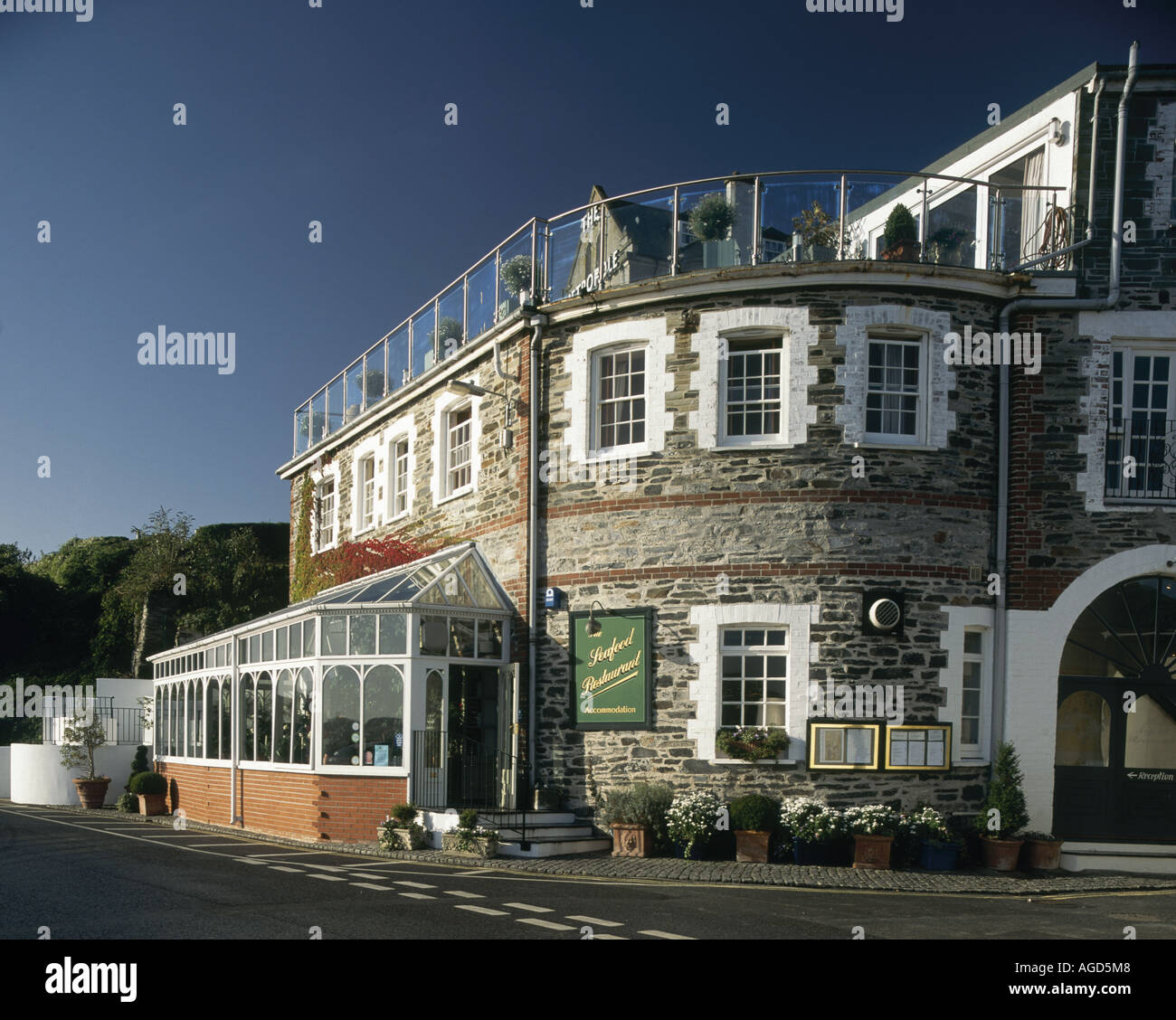 Exterior of the Seafood Restaurant in Padstow owned by Rick Stein Stock Photo