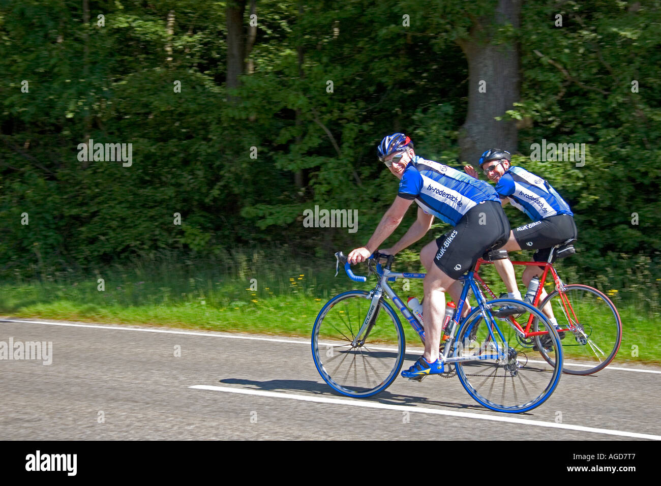 Bicyclists in the German countryside. Stock Photo