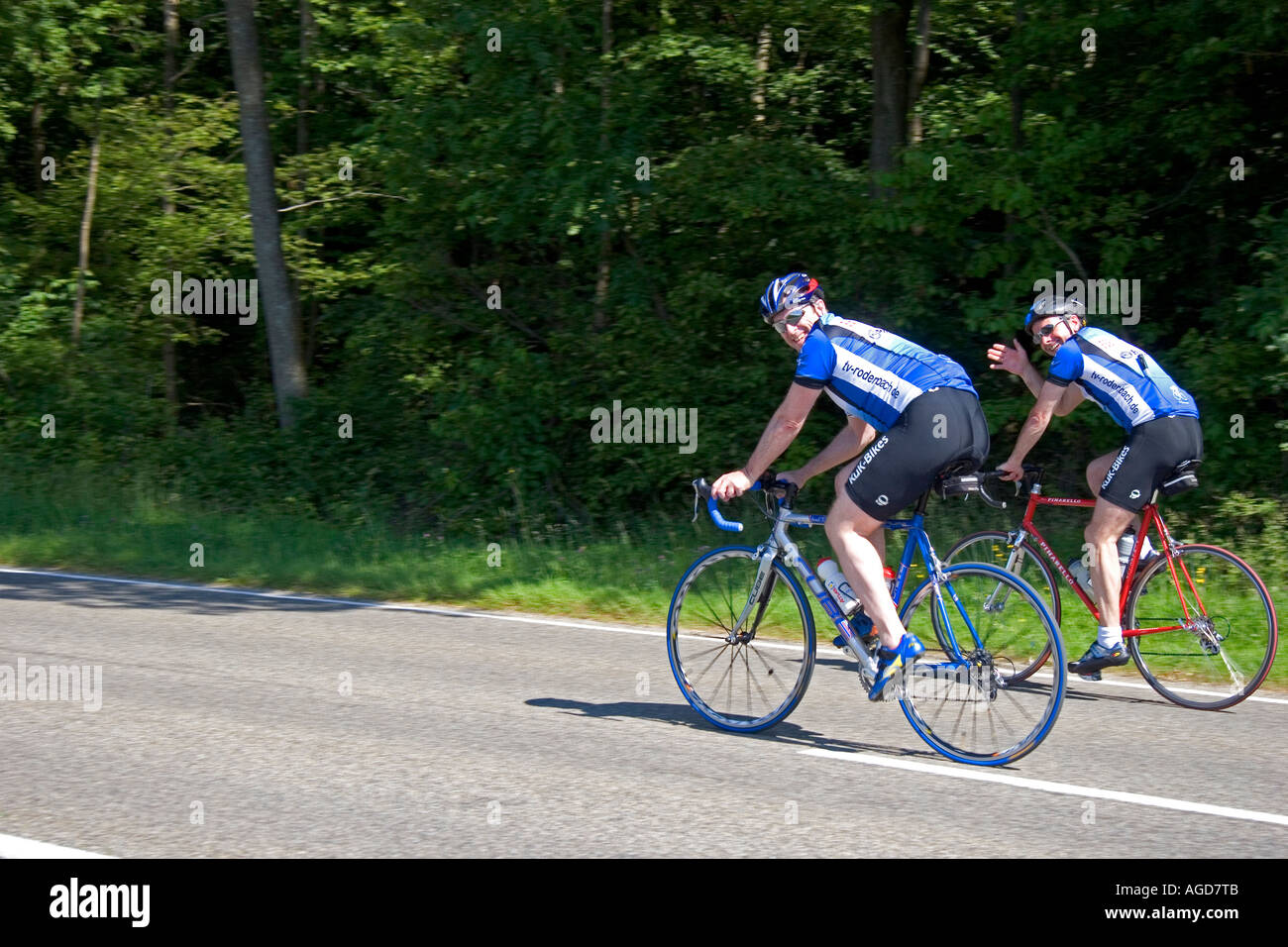 Bicyclists in the German countryside. Stock Photo