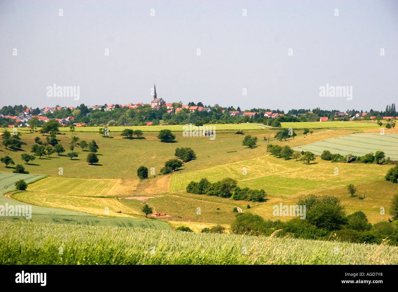 German village and farmland near Blieskastel. Stock Photo