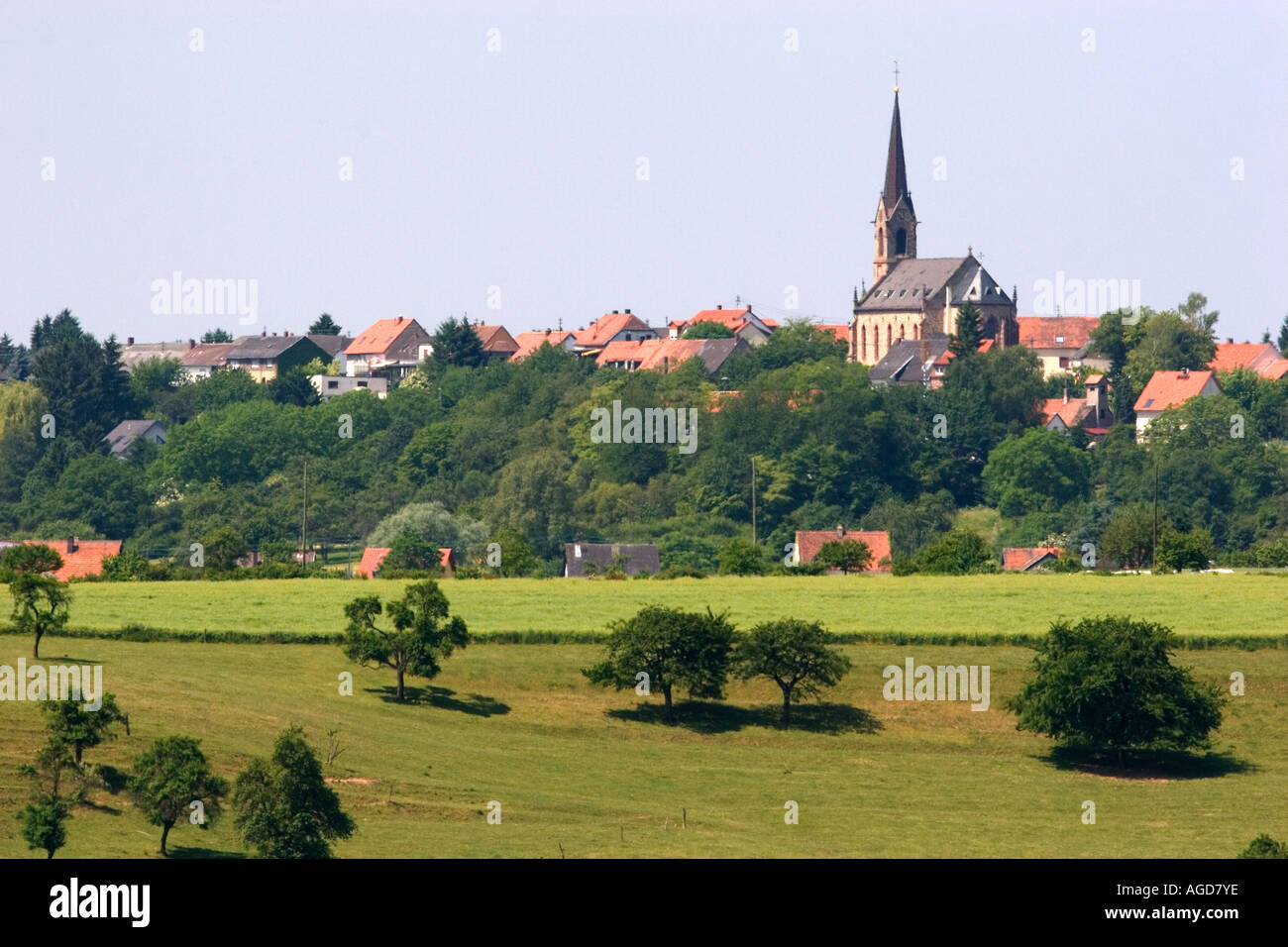A village in northwest Germany near Blieskastel. Stock Photo