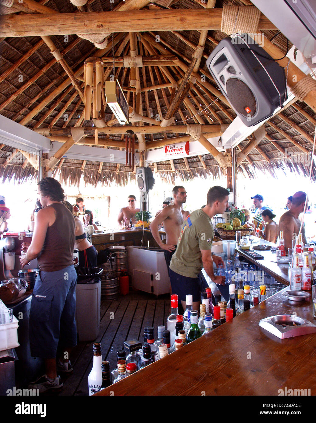 Beach bar Chania Crete Krete Greece Europe summer Stock Photo - Alamy