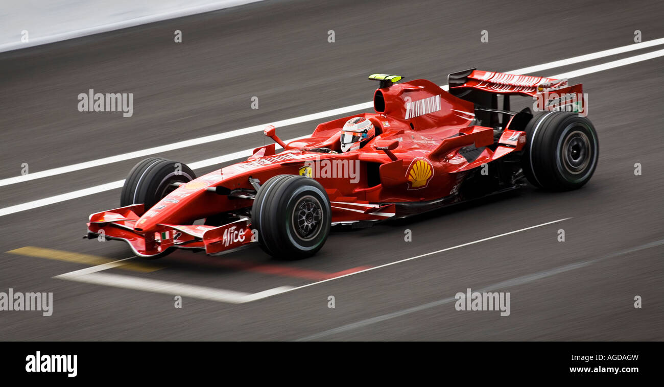 Kimi Raikkonen driving at Belgian Formula One Grand Prix in Spa Stock Photo