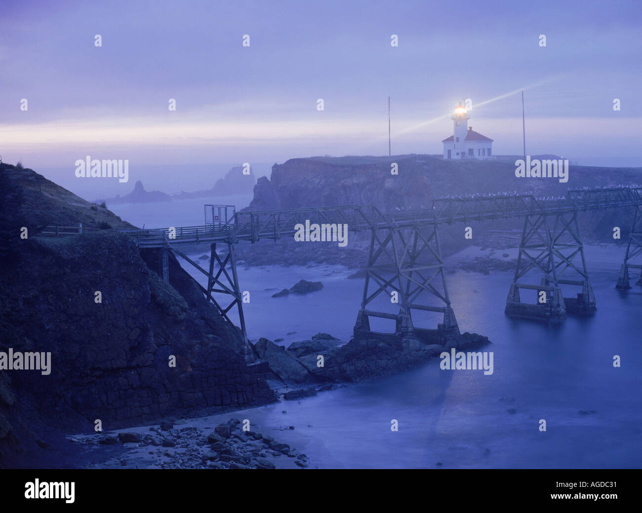 Cape Arago Lighthouse near Coos Bay in Oregon USA Stock Photo