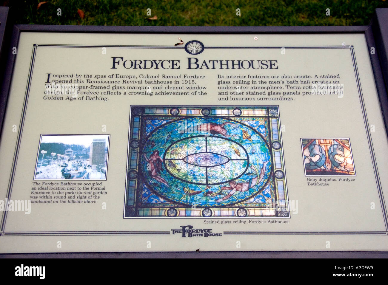 Fordyce historic bath house sign in Hot Springs, Arkansas Stock Photo