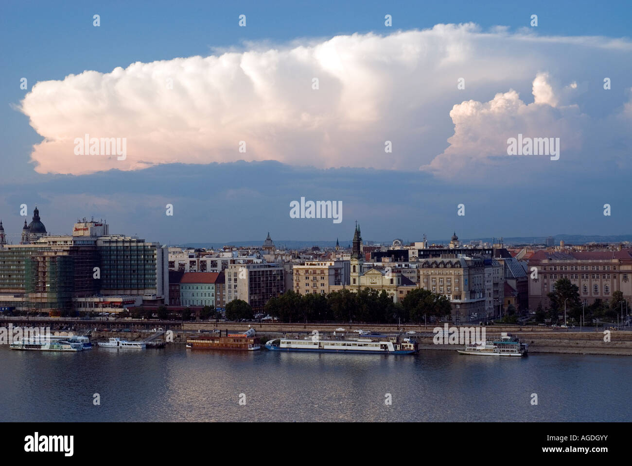Danube Duna and Pest from Gellert Hill Gellert hegy Budapest Hungary Stock Photo