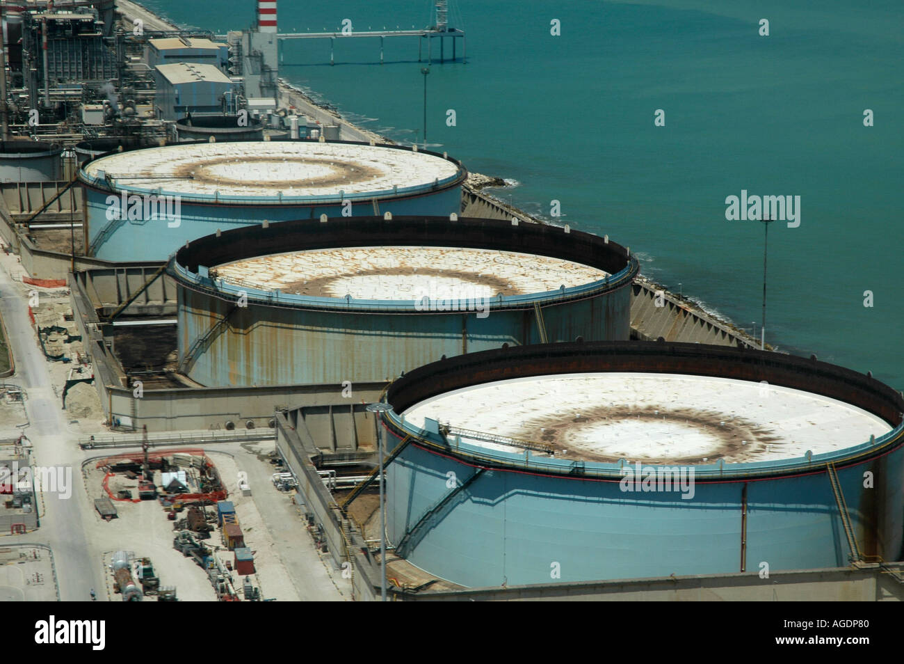 Ancona oil terminal from the air Le Marche the Marches Region Italy 2 Stock Photo