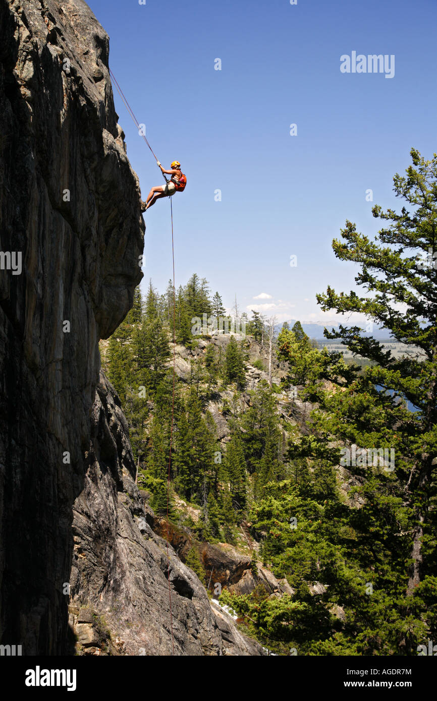 Rock climbing near Hidden Falls with Exum Mountain Guides Grand Teton