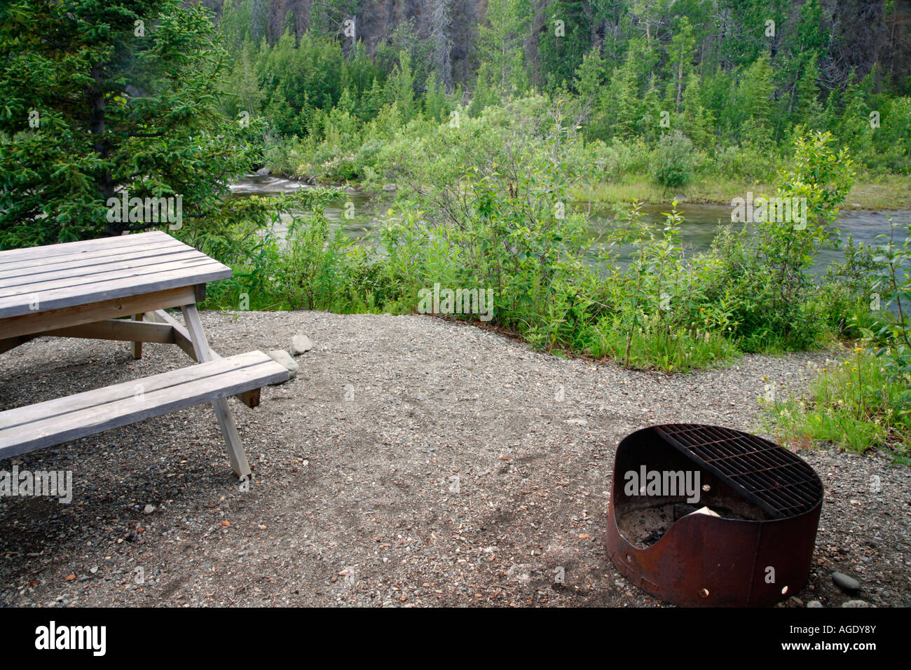 Takhanne Falls at the Million Dollar Falls Campground along the Haines Highway Yukon Territory Canada Stock Photo
