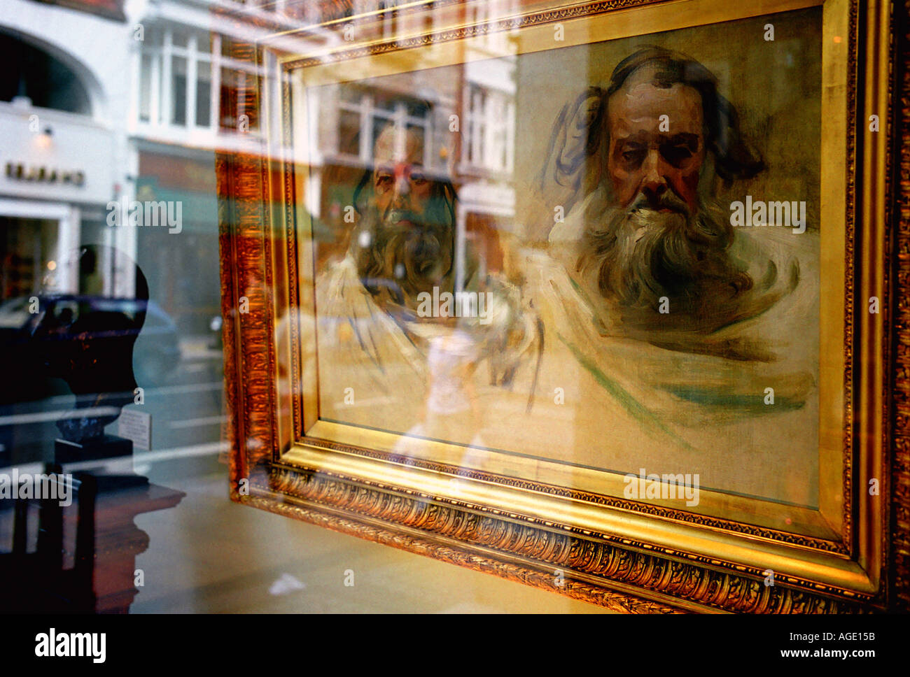 Art dealers window display New Bond Street London Stock Photo Alamy