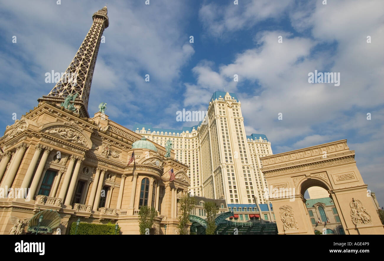 The Paris Hotel Las Vegas from above showing the Eiffel Tower and  Mongolfier Balloon Stock Photo - Alamy