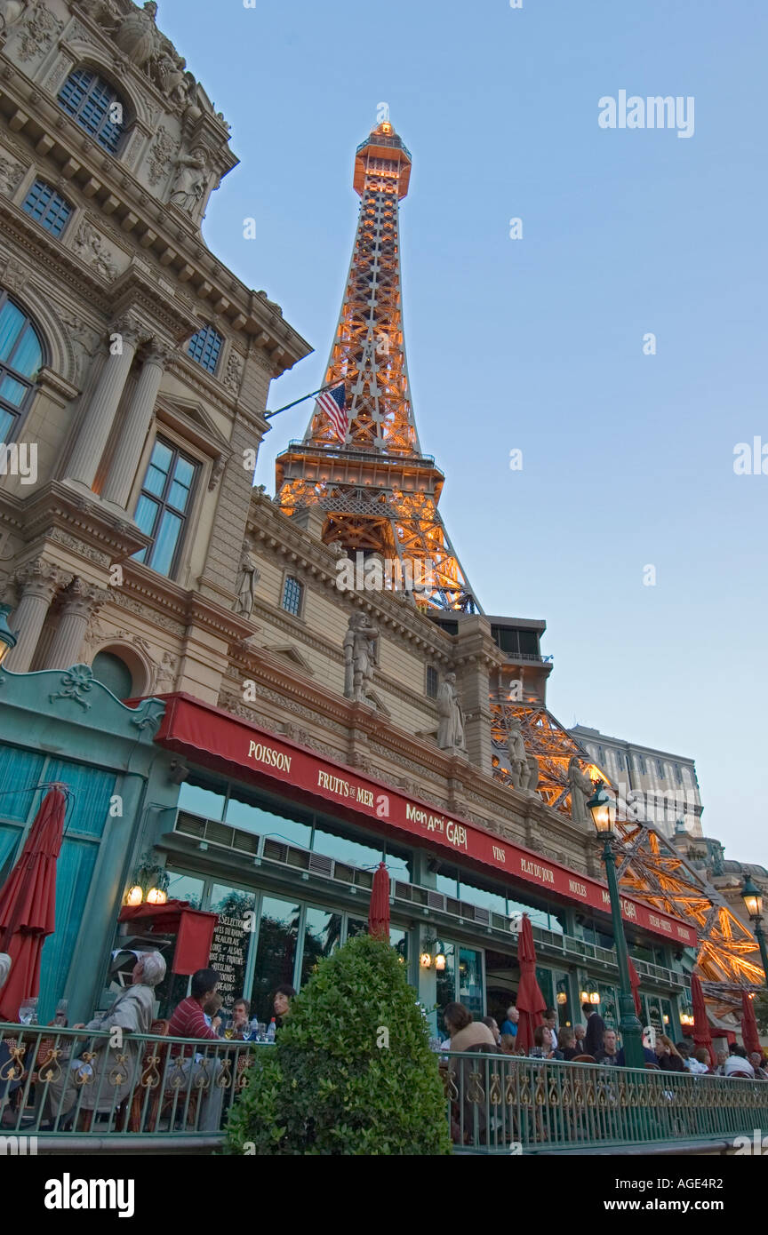 The Paris Hotel Las Vegas from above showing the Eiffel Tower and  Mongolfier Balloon Stock Photo - Alamy