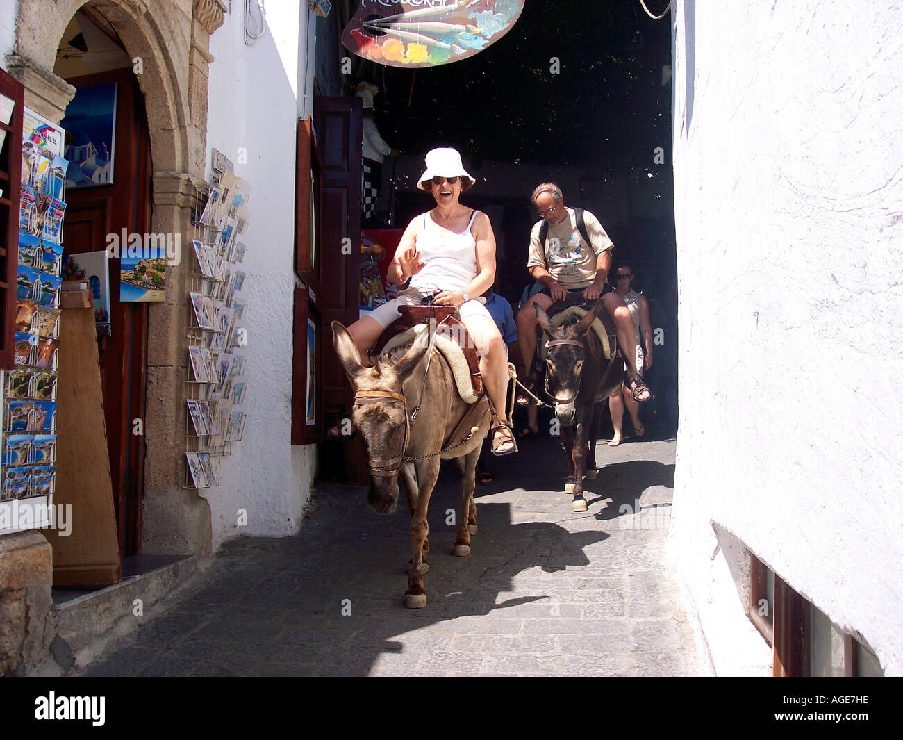 Donkey Rides Lindos Stock Photo