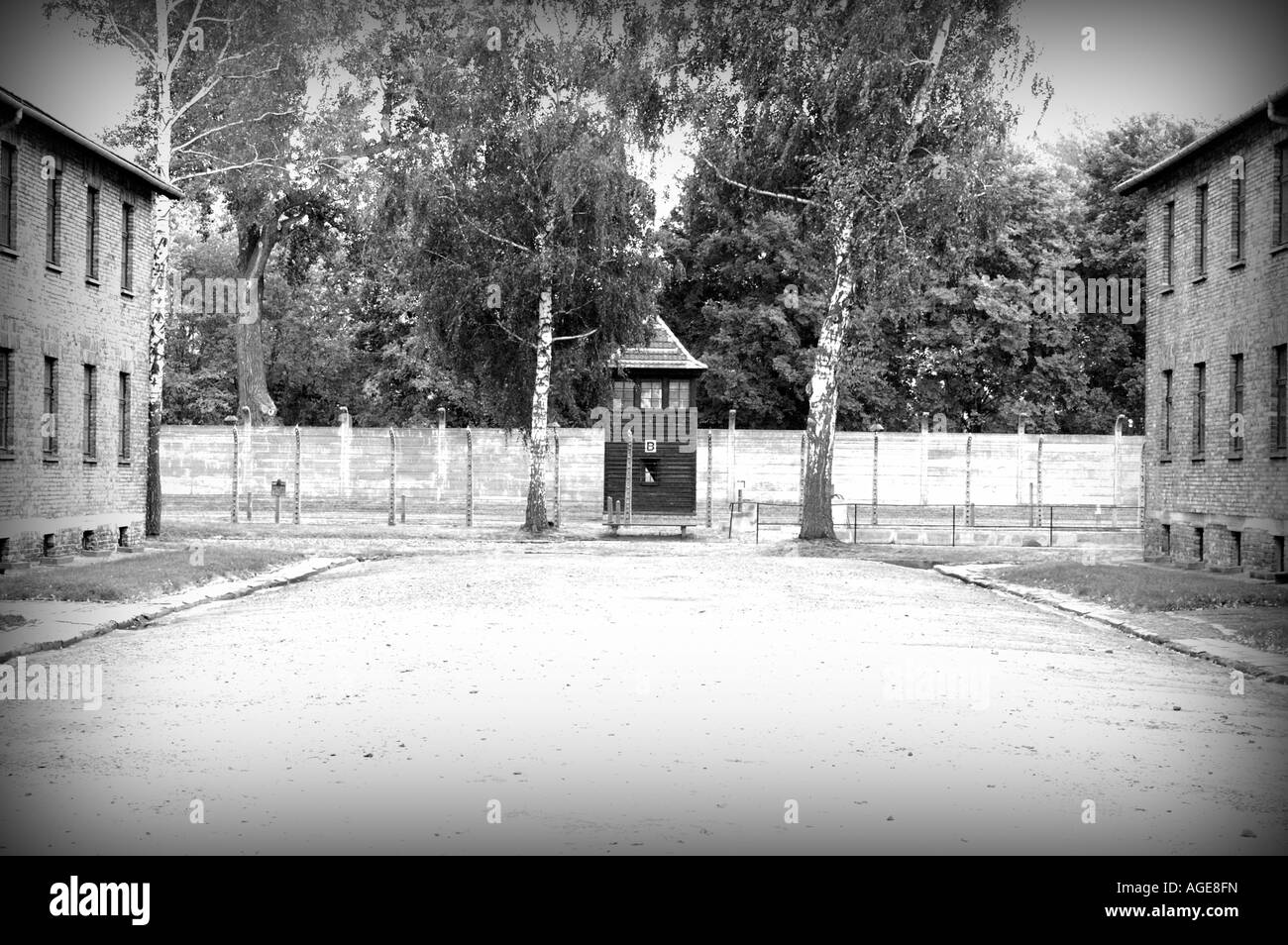 Nazi Concentration Camp in Auschwitz Birkenau, Oswiecim Poland Stock Photo