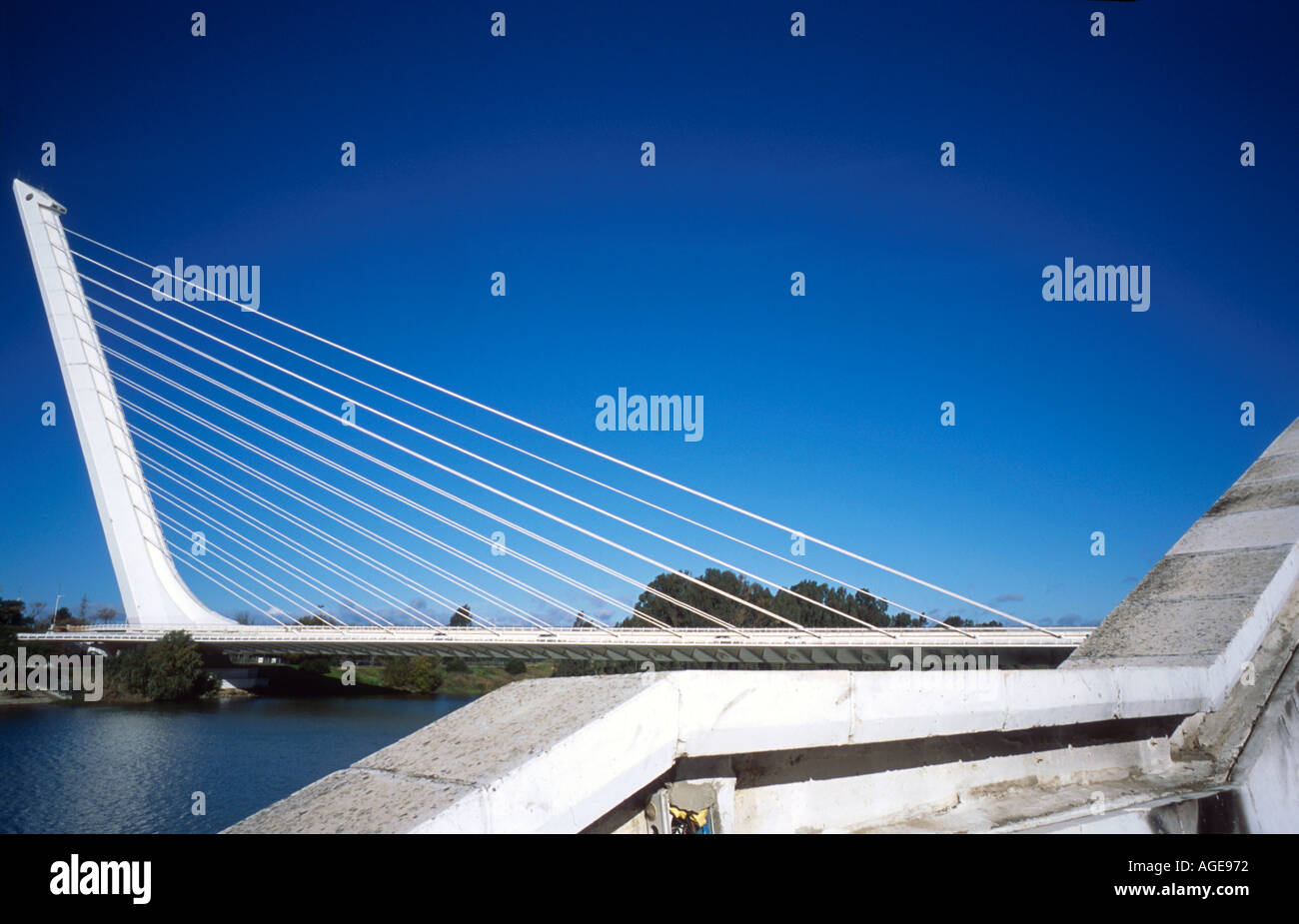 Alamillo Bridge Seville Andalusia Spain Stock Photo