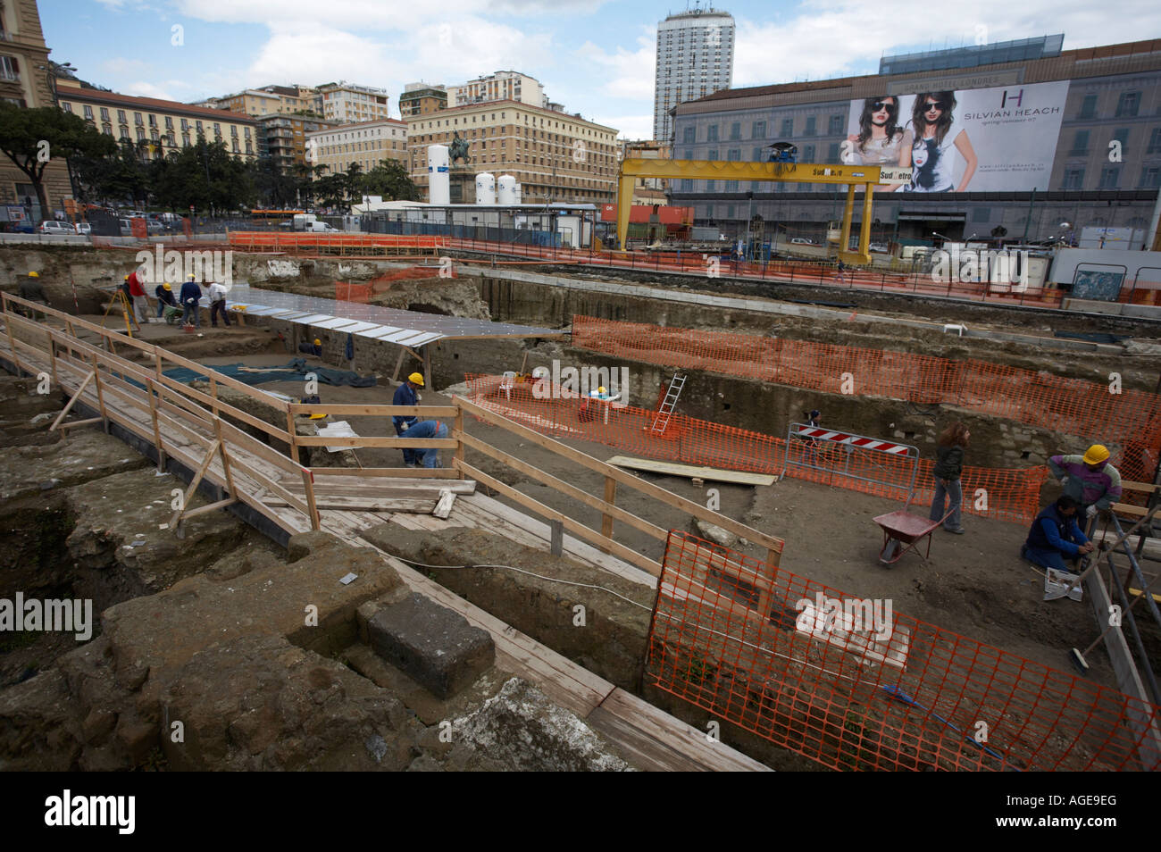 Archaeological dig adjacent to the Maschio Angioino or Castel Nuovo at Naples Italy 2007 Stock Photo