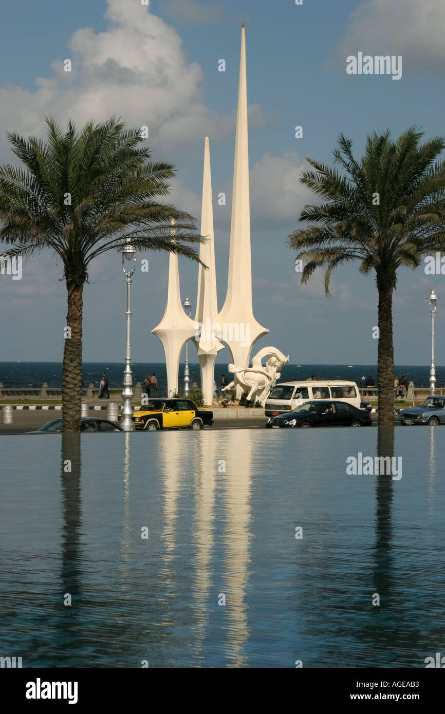 Egypt Alexandria Corniche sculpture Stock Photo