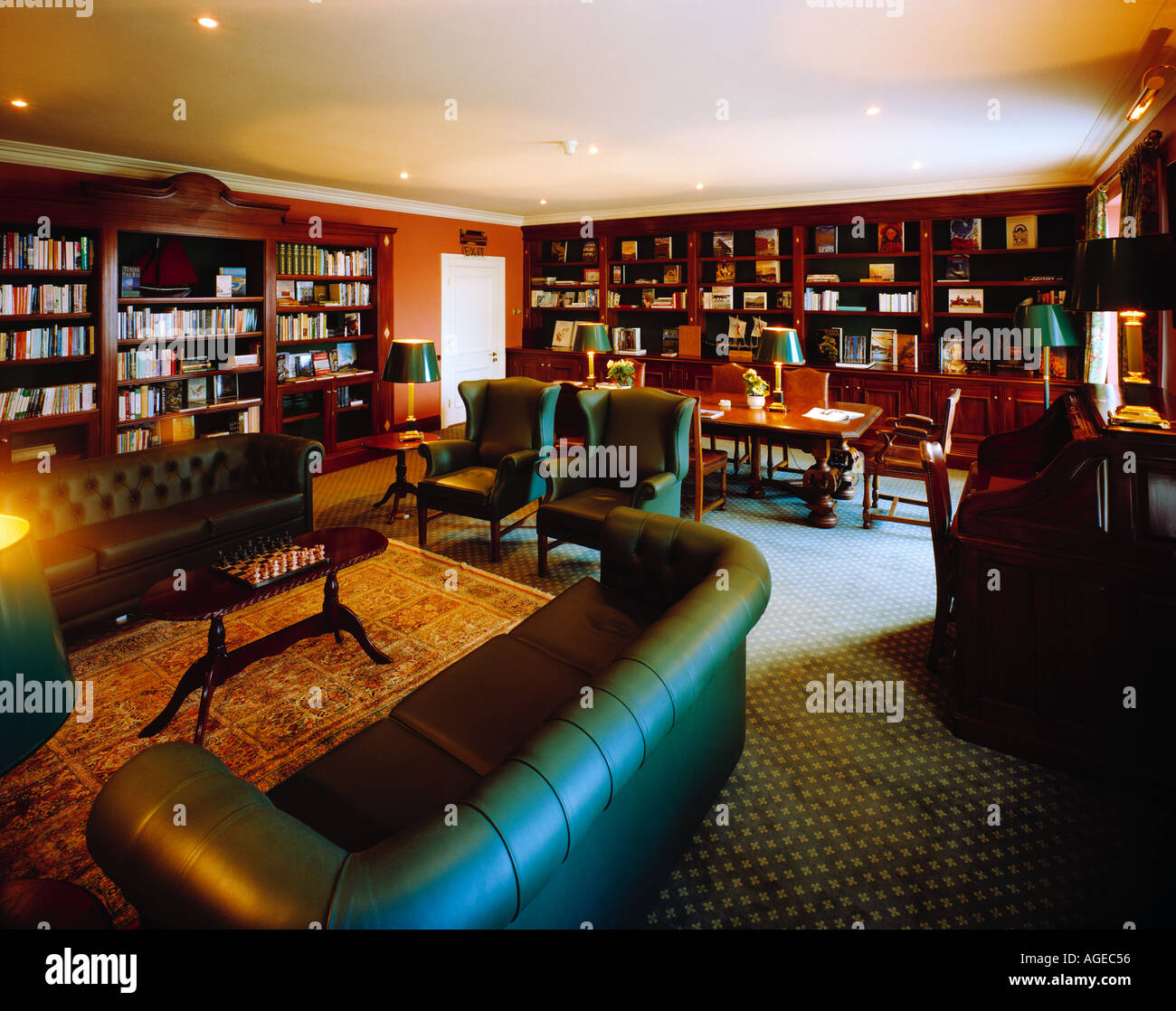 The library of a luxury hotel in the south of Ireland Stock Photo