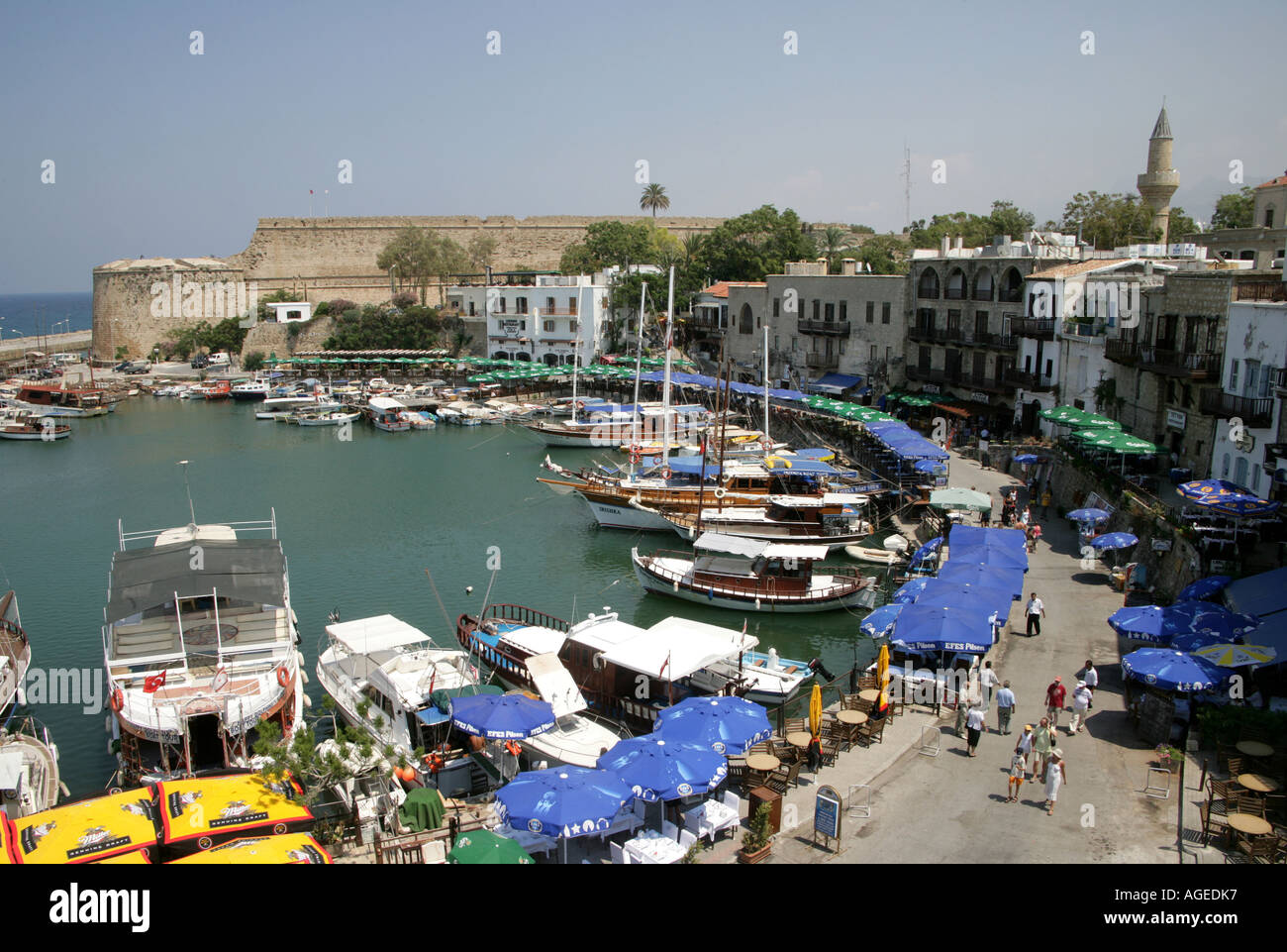 Cyprus Kyrenia Harbour tourist resort on northern coast Mediterranean Stock Photo