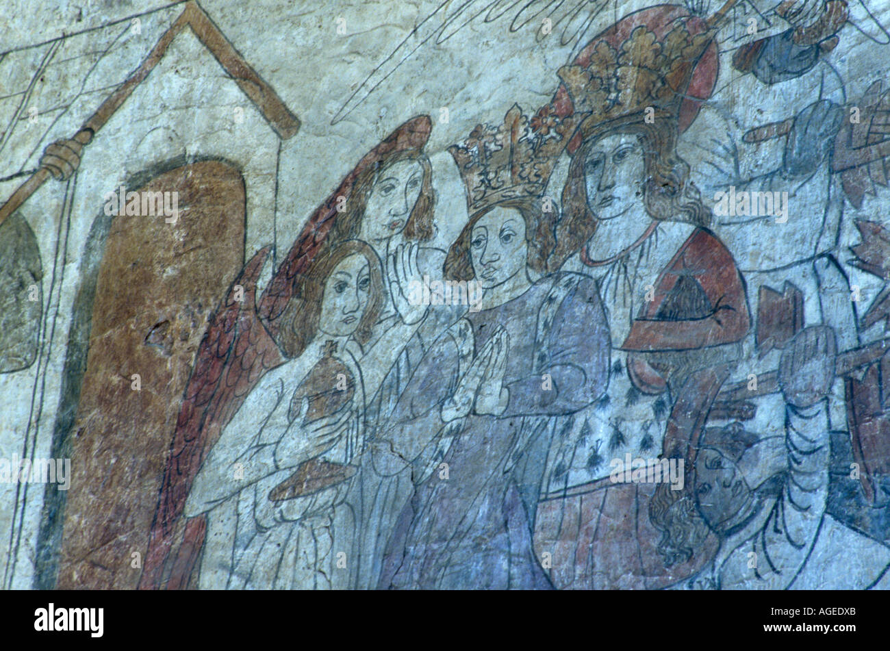 medieval frescos, Church of St Peter and St Paul, Pickering; Yorkshire town; Yorkshire Moors; Stock Photo