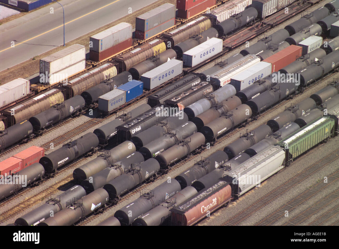 Aerial view of a goods yard Stock Photo Alamy