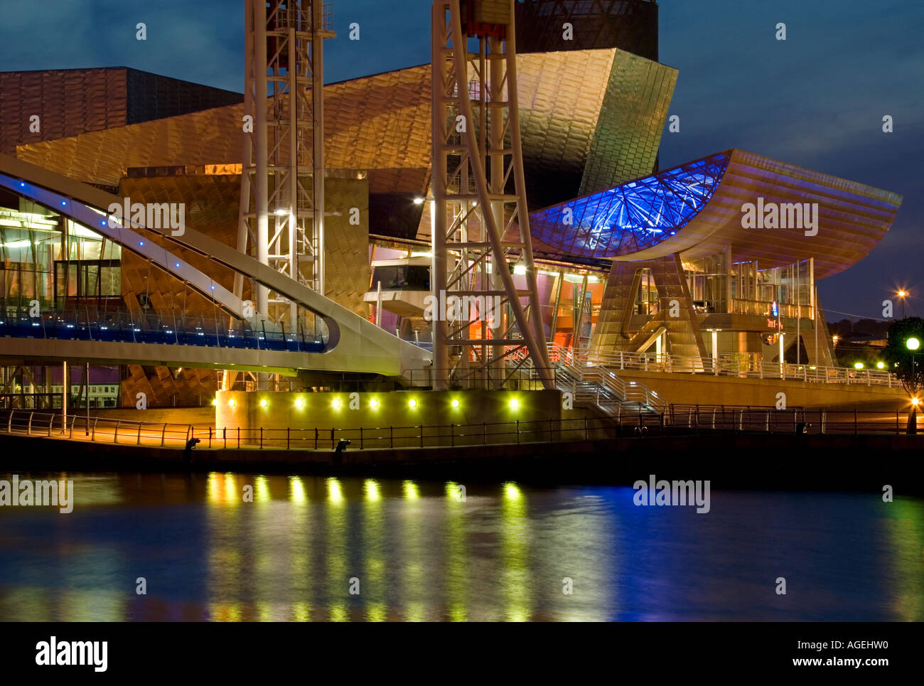 The Lowry Centre at Night, Salford Quays, Greater Manchester, England