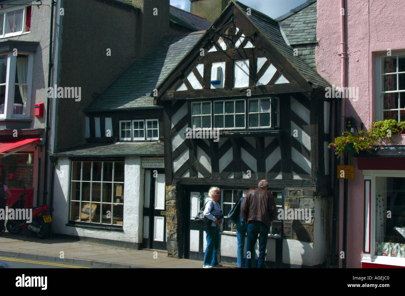 Old 15th century timber framed house in Beaumaris Anglesey Wales Stock Photo