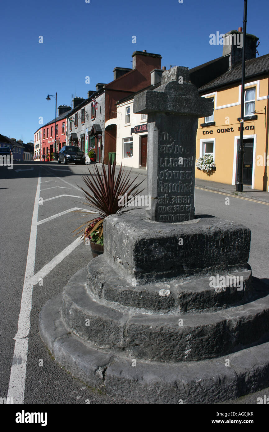 Cross in the Main Street in the village of Cong, County Mayo, Ireland Stock Photo