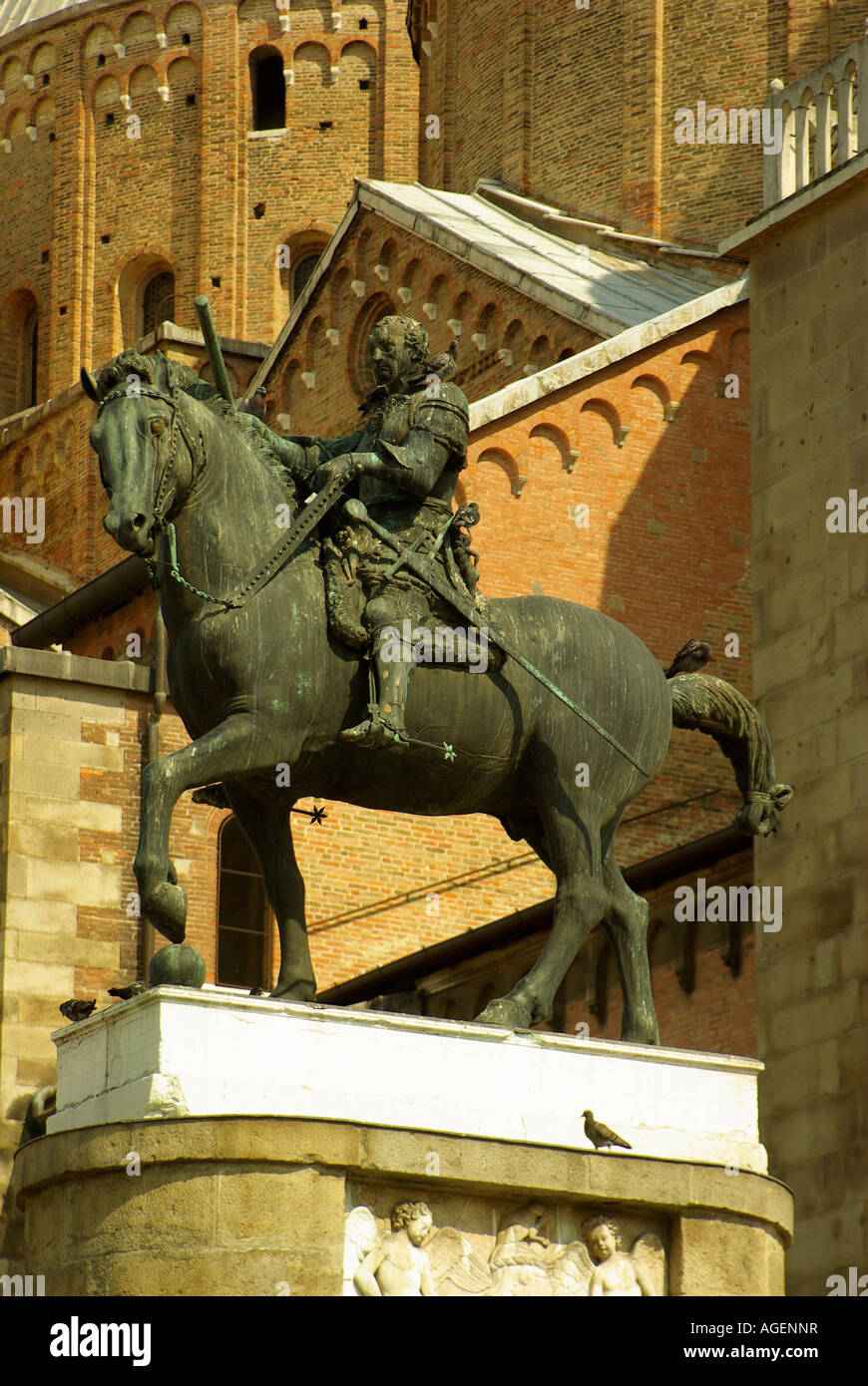 Padua (Padova) Italy, Donatello's monument to Gattamelata in front of the Basilica of Saint Anthony Stock Photo