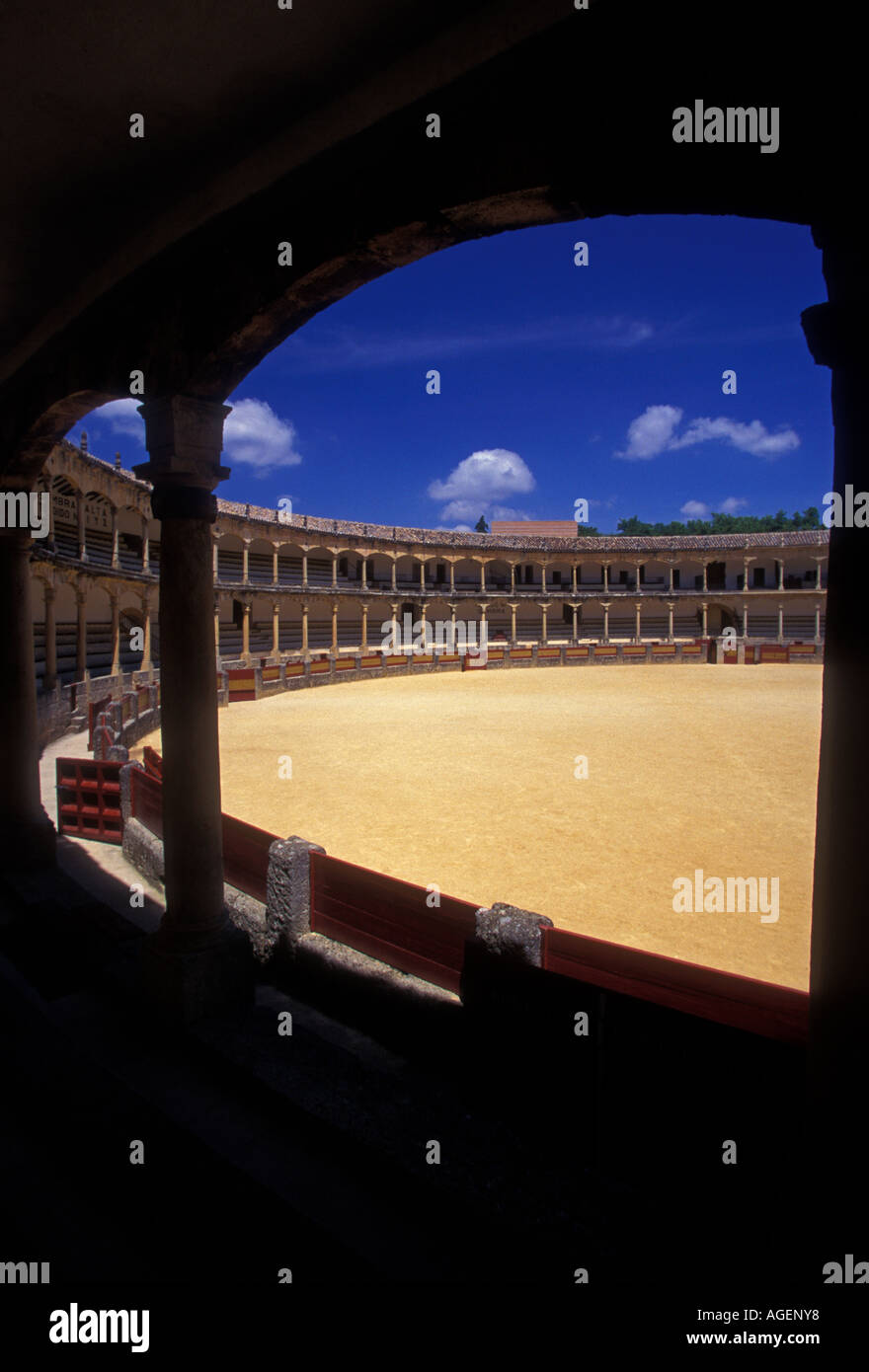 bullring, Plaza de toros de Ronda, Plaza de Toros, Taurino Museum, Museo Taurino, neo-Mudejar architecture, Ronda, Malaga Province, Spain, Europe Stock Photo