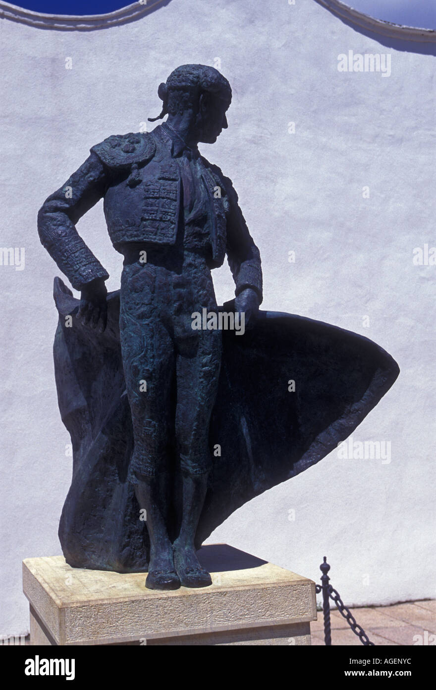 statue of Cayetano Ordonez, bullring, Plaza de toros de Ronda, Plaza de Toros, Taurino Museum, Museo Taurino, Ronda, Malaga Province, Spain, Europe Stock Photo