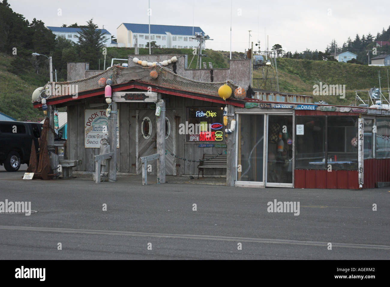Cafe at Port Orford Oregon Stock Photo Alamy