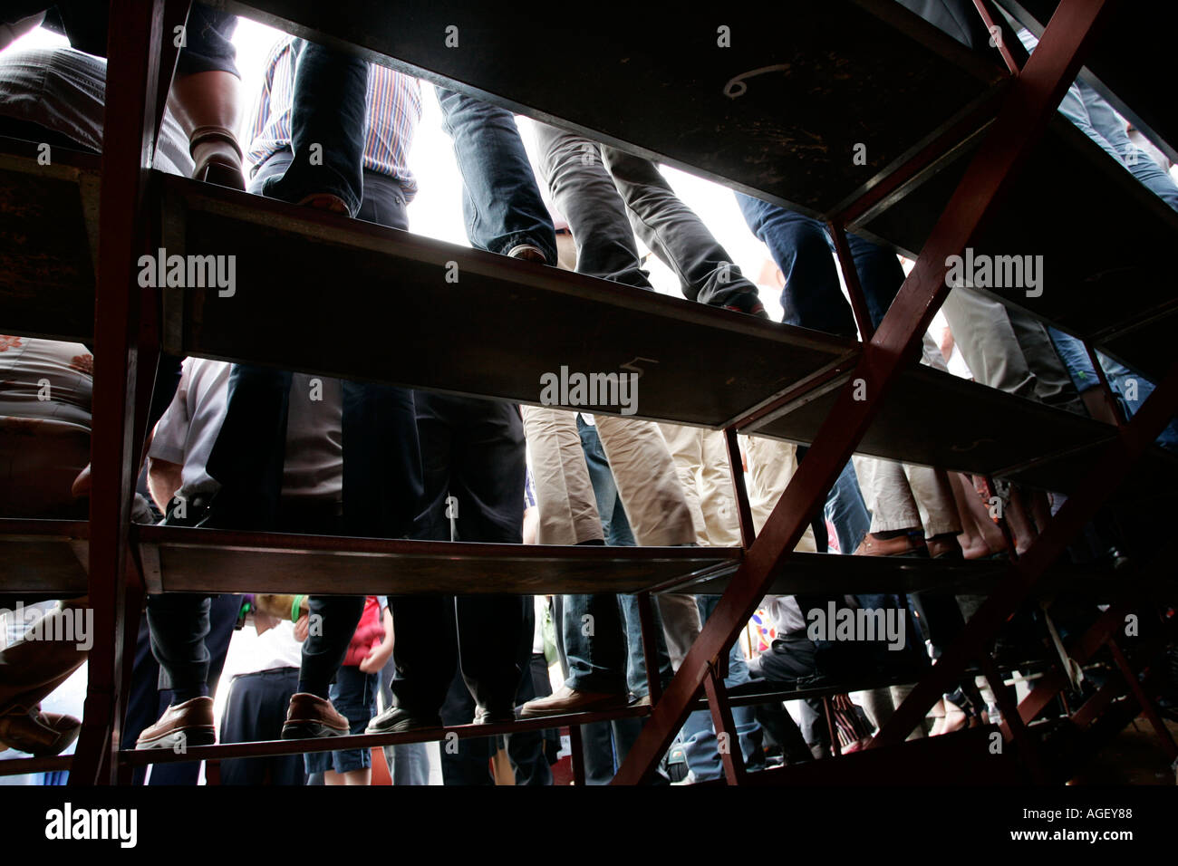 Behind stand of a temporary bullring Stock Photo