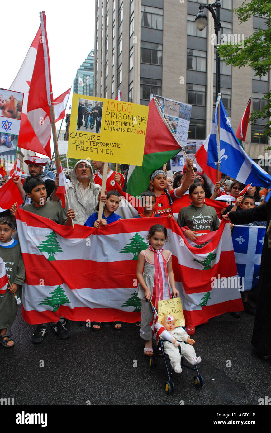 Demonstration against the attack of Israel on Lebanon Montreal Quebec Canada July 22 2006 Stock Photo