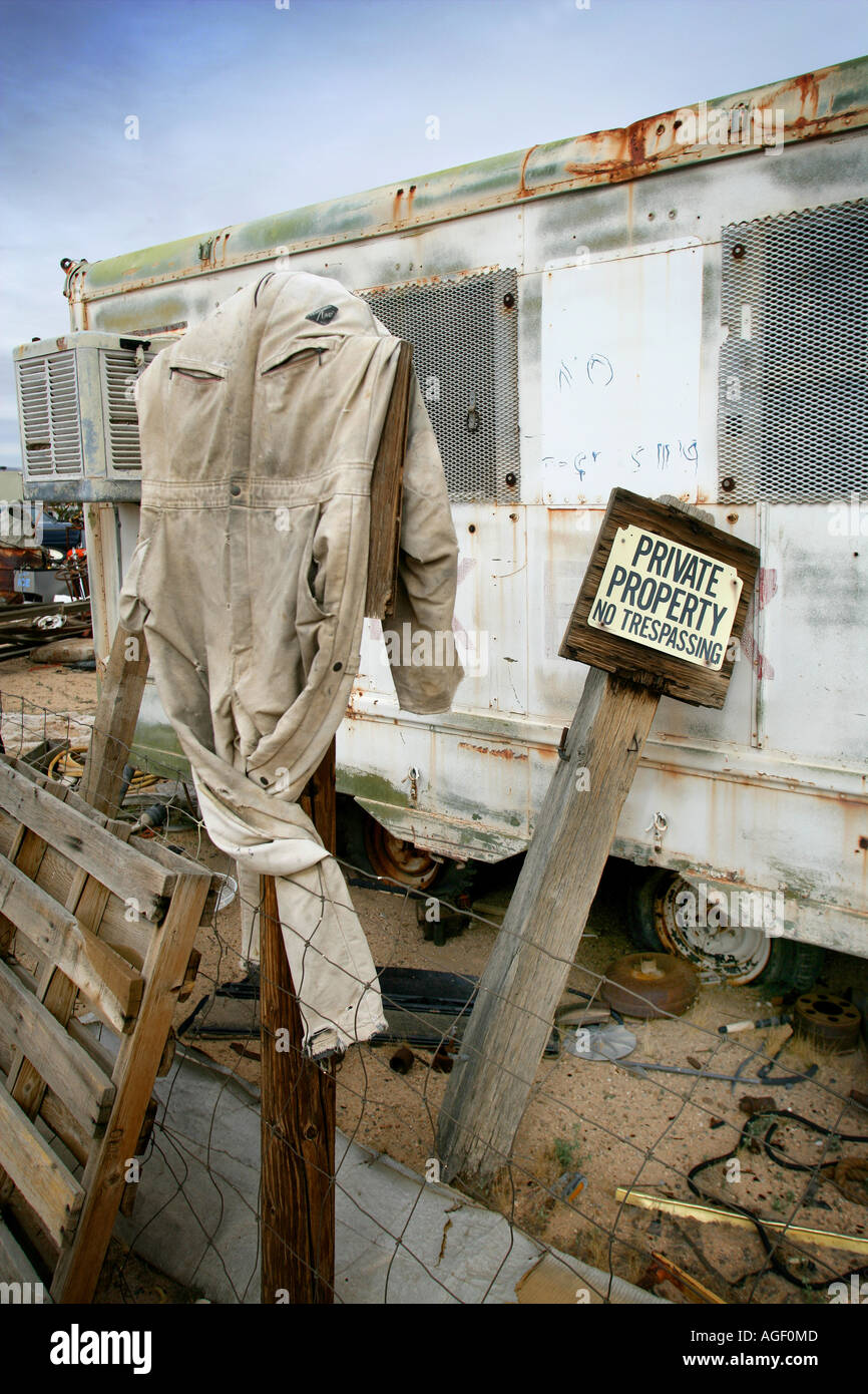 abandoned cars in the arizona desert junk yard Stock Photo