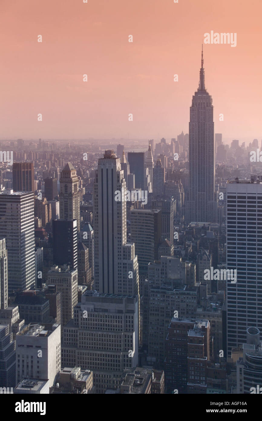 Empire State building and New York skyline at dusk Stock Photo - Alamy