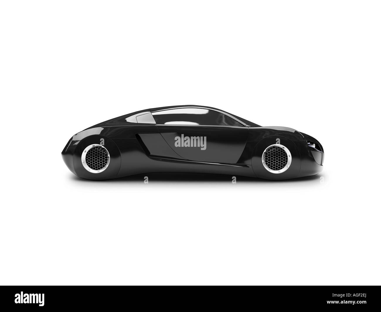Isolated black super car side view Stock Photo