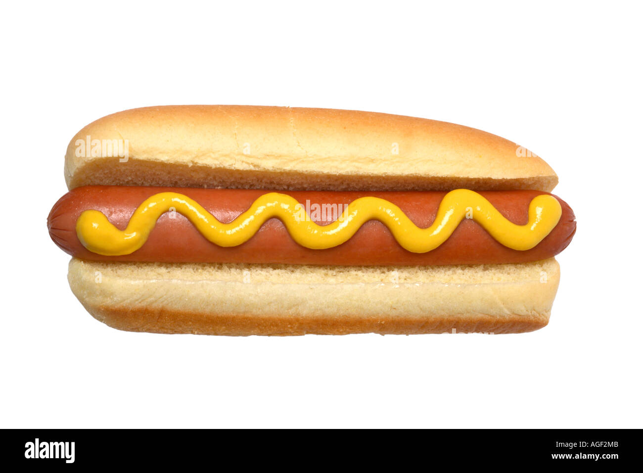 Hotdog with mustard Stock Photo