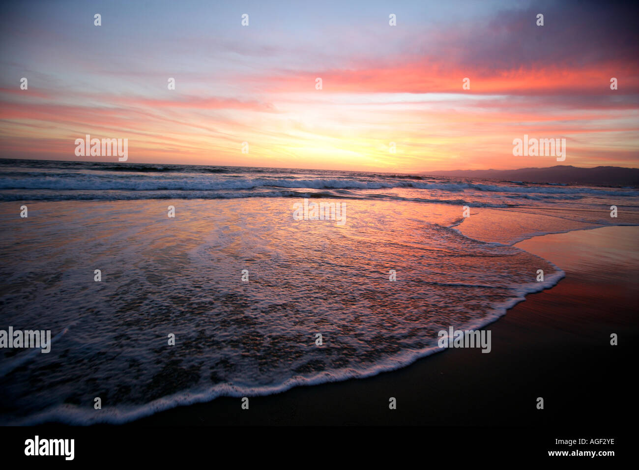 Sunset at Venice Beach LA Stock Photo - Alamy