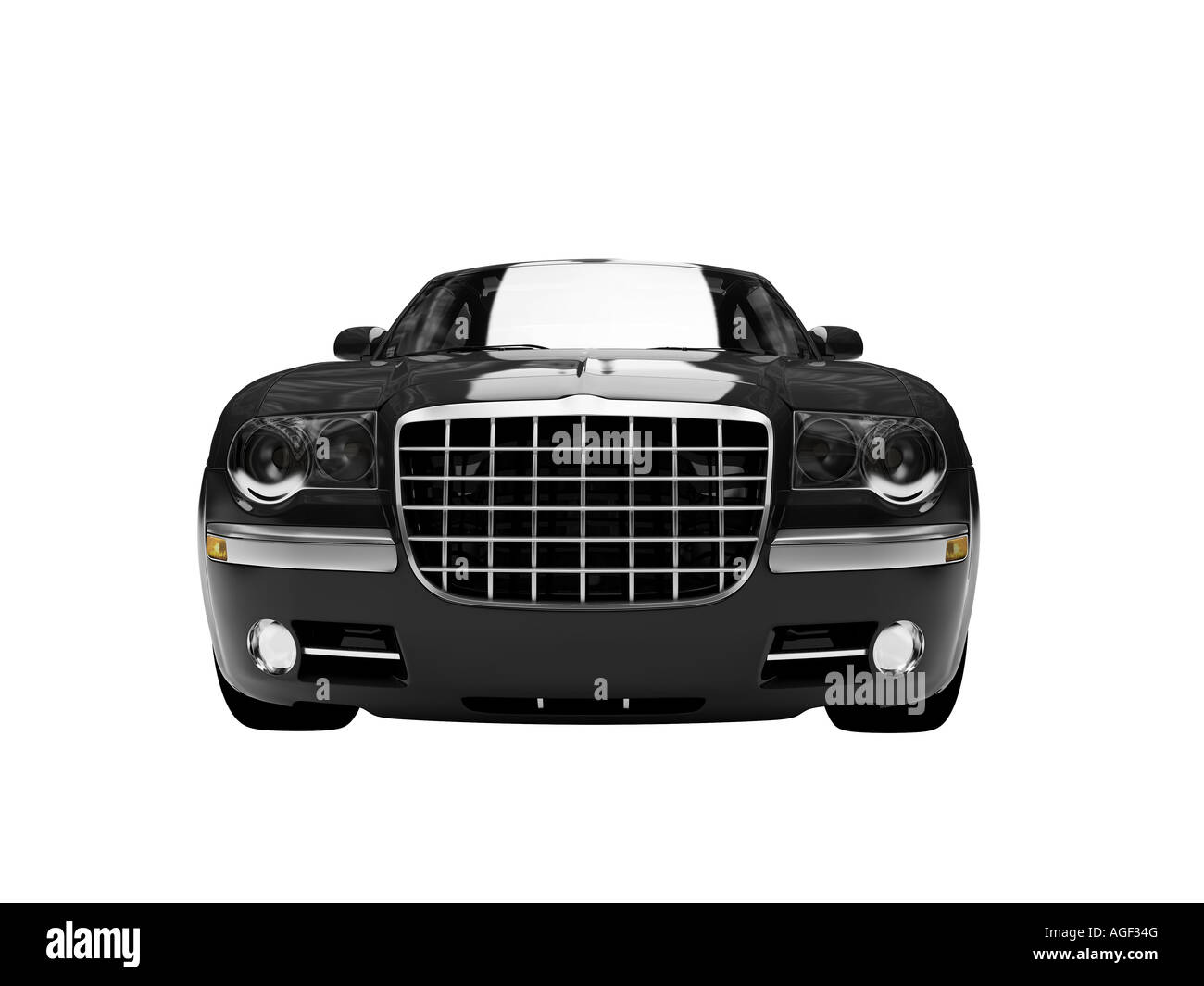 Isolated black car front view Stock Photo