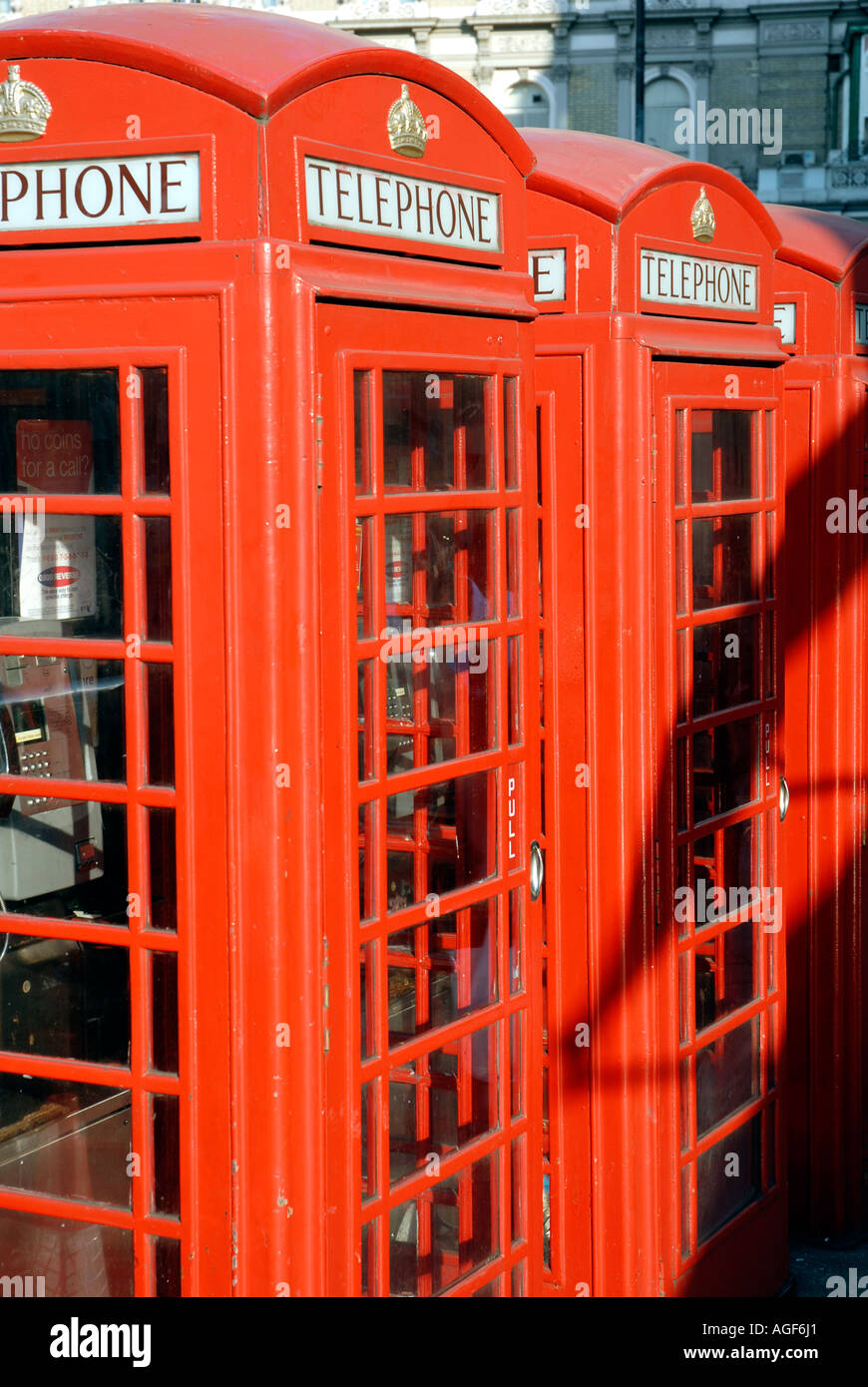 British red telephone boxes London Stock Photo - Alamy